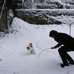 Anna playing with Bo in our old garden.